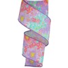 Painted Floral on Canvas Wired Edge Ribbon, 10 Yards (Lavender, 2.5 Inch)