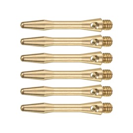 YOKIVE 6 Pcs Dart Shafts, Indoor Outdoor Aluminum Medium 2BA Thread Dart Stems Replacement Dart Accessories | Home, Club, Camping (Brass Tone, 35mm)