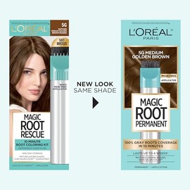L'Or?l Paris L'Or?l Paris Magic Root Permanent Hair Color, 10 Minute Hair Dye Kit to Rescue Roots with 100% Gray Hair Coverage, 5G Medium Golden Brown, 2 Pack (Packaging May Vary)