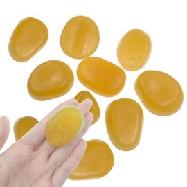 QTTLLI 10Pcs 1.7" Large Glow Pebbles Glow in The Dark Decorative Stones Rocks for Garden Path Walkway Yard Fish Tank, Brown Yellow