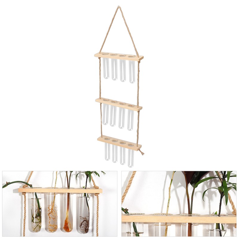 3 Tiered Wall Hanging Plant Terrarium with 12 Test Tubes