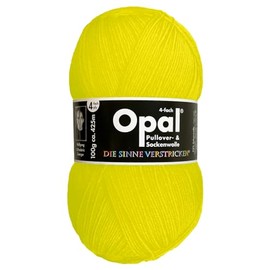 Frida's Wollhaus Opal 100 g Plain 4-Ply Sock Yarn Stockings Knitting Felt-Free Wool 35 Colours (2012 | Neon Yellow)
