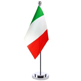 Italian Table Flag 14cm * 21cm Italy Desktop Flag with Stick Stainless Steel Stand Base, Office Flag, Office Decoration, Italian Dining Table Small Mini Flag Decoration, Home Decoration
