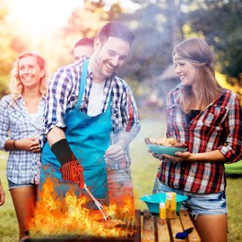 Ribetween BBQ Gloves, Heat Resistant Gloves for Cooking, Non-Slip Grill Gloves Oven Mitts, 1472°F Extreme Heat Resistant Silicone Gloves Grilling Gloves for Barbecue, Frying, Baking, 1 Pair (Red)