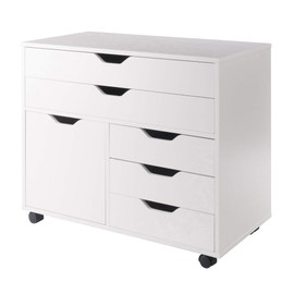 Yardlio Halifax Mobile Storage Cabinet | 5 Drawers | Side Cabinet | White Finish