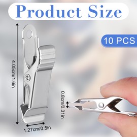 Metal Mini Clamps Metal Alligator Clips Mini Spring Clamp Alligator Clips Crocodile Alligator Clips 1/2 Inch Wide Crocodile Clamps for Wire Photo Curtain Crafts Work 5/16 inch capacity(Silver,10 Pcs)