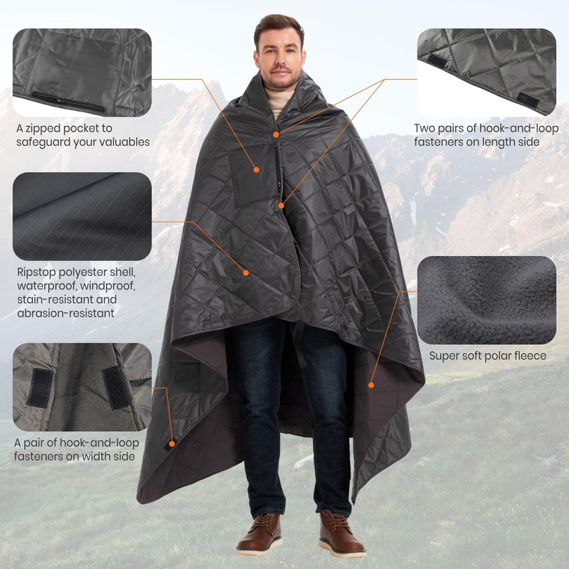 sheelokhwui 4-in-1 Large Outdoor Blanket - Waterproof & Windproof Thickened