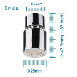 DUDUA M22 Tap Aerator, 360 Degree Rotating Swivel Head, Aerator Attachment Strainer Aerator, Water Saver for Faucet, Kitchen, Kitchen Faucet, Nozzle Filter Adapter (M22)