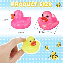 Leitee 200 Pcs Glitter Rubber Duck Assortment Duckies for Kids Colorful Glitter Mini Ducks Neon Color Ducky Bath Toys for Birthday Gifts Baby Shower Decorations Summer Beach Pool Favor 1.6''