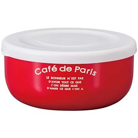 Masakazu Café de Paris 48-79268-1 Lunch Box, Antibacterial Lunch Box, Round Small Bowl, 10.1 fl oz (300 ml), Red