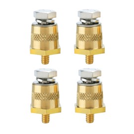 Ampper M6 Thread Male Brass Battery Charging Post Terminals, M6 Battery Post Adapter (+/-) with Top Bolts for Extension, Pack of 4