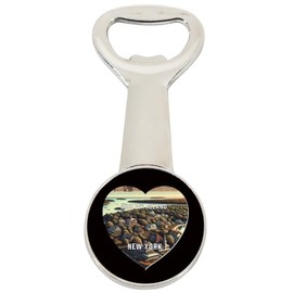 Shelter Island New York Travel Souvenir Destination Heart Shape Design Magnetic Bottle Opener Single