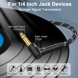 JOLGOO 1/4 TRS Right Angle to XLR Male Audio Cable, 10ft 3-pin XLR Male Balanced Audio Cable for Mixer, Microphone, Studio, Stage Equipment, Reliable Connection for Clear Sound