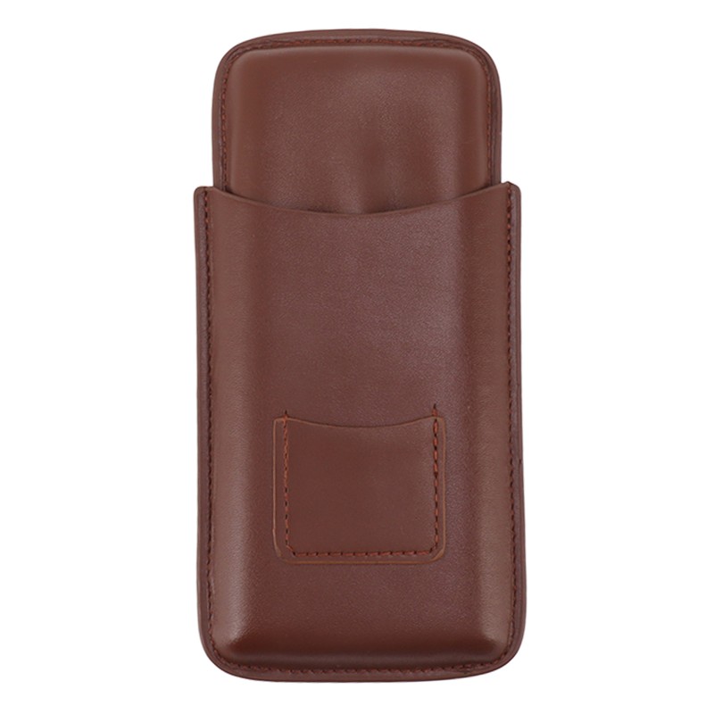 Leather Cigar Case Portable 3 Finger Cigar Humidor Carrying Case