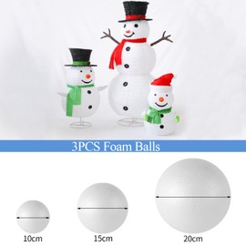 DIYASY 10/15/20cm White Foam Balls, 3 Sizes Polystyrene Craft Foam Balls, Art Decoration Foam Balls for Arts, Crafts and School Projects