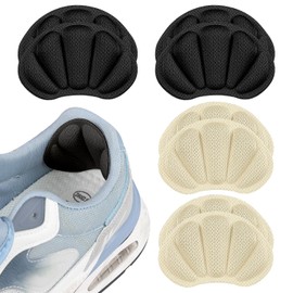 Heel Pads for Shoes That Are Too Big – 4 Pair Anti-Slip Heel Grips for Women & Men, Cushioned Inserts to Prevent Blisters & Tighten Loose Shoes, Comfort Fillers (Black+Beige Color, One Size)