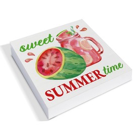 Summer Decor - Watermelon Decorations Sweet Summer Time Wooden Sign Home Kitchen Shelf Desk Decor 5 X 5 Inches