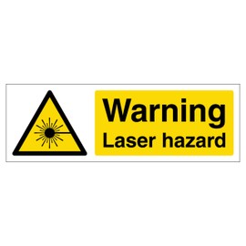 Warning Laser Hazard - Narrow Landscape 300 x 100 mm - Glow In The Dark 1mm Rigid Plastic