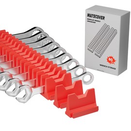 80PCS Modular Wrench Organizer Wrench Holder - Wrench Tool Organizers for Tool Drawer Storage, Wrench Storage Set with Metric & SAE Label, Wrench Rack Tool Gift for Professional Mechanics Men, Red