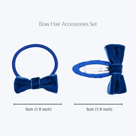 Basic Sense 12pcs Girls' Velvet Bow Hair Accessories – School Hair Clips & Hair Ties Set, Royal Blue