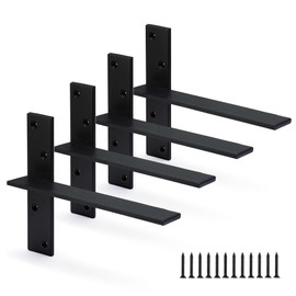 Floating Shelf Bracket 3/8" Thick Heavy Duty Shelf Brackets 4 Pack Free Hanging Countertop Support Bracket 10" Lx2.5 W Floating Wall Brackets for Cabinets, Granite, Dishwasher, Bench Seats Vanities