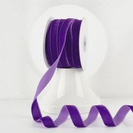 MEEDEE Purple Velvet Ribbon - 5/8 Inch Single Face Nylon Ribbon, 25 Yards for Christmas Tree, Ornaments, Gift Wrapping, Rustic Wreath, Invitations, Bouquet, Sewing Crafts
