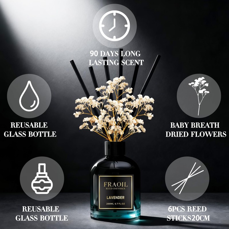 Lavender Reed Diffuser, Reed Diffuser Set 6.7 fl oz (200