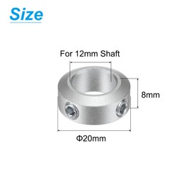 sourcing map Set Screw Shaft Collar for 12mm Shaft, 4pcs Clamping Collars 20mm OD, 8mm Thickness, Aluminum Alloy Clamp-On Collar with M5 Set Screws and a Wrench