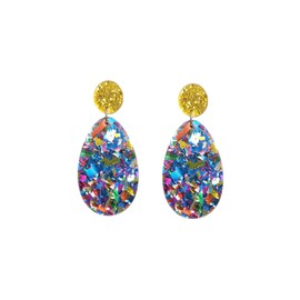Glittering Easter Bunny Egg Sequin Earrings Women's Colorful Easter Bunny Draping Acrylic Earrings Easter Accessories - Blue Egg D