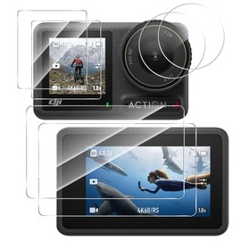 DJI Osmo Action 4 Glass Film, Fingerprint Authentication, Supports Fingerprint Authentication, 2 Main Screen + 2 LED Protective Film, Japanese Asahi Glass Material, DJI Osmo Action 4 Film, Lens Film,