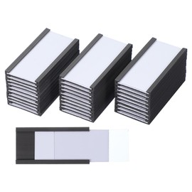 MECCANIXITY Magnetic Label Holders 1.97"x0.98" C Channel Rubber Magnetic with Clear Protectors & Paper for Metal Shelves Organize, Office File Cabinets Pack of 30