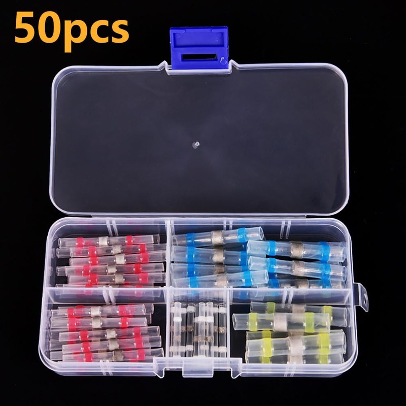 50 PCS Solder Seal Wire Connectors, Waterproof Heat Shrink Tubing
