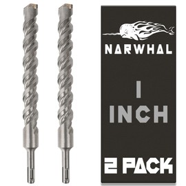 SDS Plus 1 Inch Masonry Drill Bit for Rotary Hammers (12" Length - 2 Pack) Carbide Tipped to Easily Drill Through Concrete, Cement, Brick, Block, Stone, and More!
