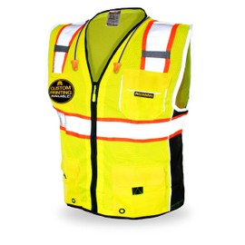 KwikSafety - Charlotte, NC - CLASSIC Safety Vest [JUMBO Pocket] Class 2 ANSI OSHA High Visibility Reflective Heavy Duty Mesh Zipper HiVis Construction HiViz Work Gear/Yellow 3XL