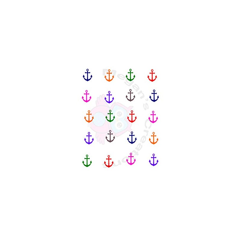 Simple Multi Color Anchor Waterslide/Water Transfer Nail Decals/Nail Art