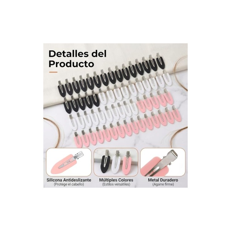 60PCS Broches para Cabello de Mujer, Pinza sin Doblars |