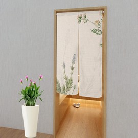 Leowefowa Japanese Noren Doorway Curtain Long Type Japanese Door Curtain Window Treatment Room Divider Daisy Printed Door Tapestry Polyester Panel for Home Kitchen Decorations 33.5" Width x 70.9" Long