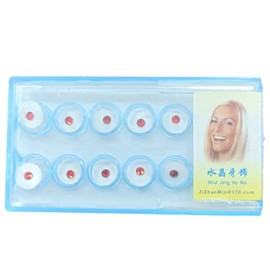 DENTIMICA Dental Tooth Gems Decoration Tooth Gem DIY Professional Tooth Crystal Kit Teeth Jewelry for Reflective Teeth Ornament Decor 10Pcs/Box (Red)