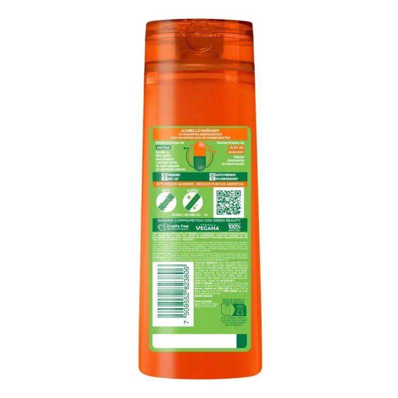 Shampoo Garnier Fructis Borrador de Daño con Biotina Largo Perfecto