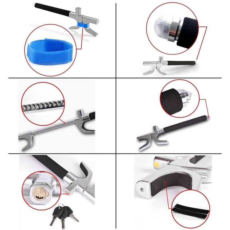 Tevlaphee Steering Wheel Lock For Cars,Wheel Lock,Vehicle Anti-Theft Lock,Adjustable Length