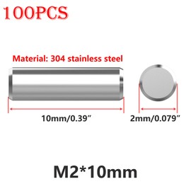 Qrity 100 PCS Dowel Pins, 304 Stainless Steel Shelf Support Pin, M2x10mm, Cylindrical Shelf Support Pin, Locating Dowel Pins for Furniture Installation