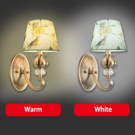 DULEE Top 6 x Height 6.5 x Bottom 10 Inch E27 Holder Hardback Table Lampshades Drum Lampshades Floor Lampshades Fabric Lampshade, Bird