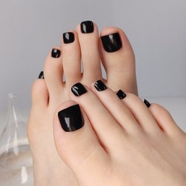 LC Pedicure 24pcs, 1 piece, one-color pedi tip, solid color artificial toenail with one-color paddy tip 01 black / 엘씨 페디큐어 원컬러 패디팁 붙이는 단색 인조발톱 24pcs, 1개, 원컬러 패디팁01블랙