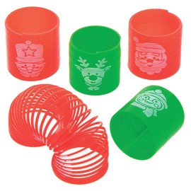 Baker Ross AX453 Christmas Slinky Favours - Pack of 12, Toy Springs For Kids Stocking Fillers, Party Bags and Small Toys for Children