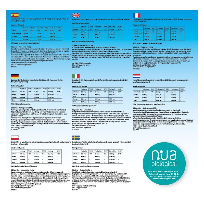 Nua Biological NuaDHA 1000 in Capsules, Dietary Supplement Based on