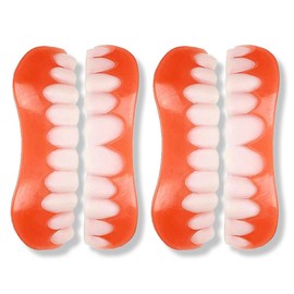 DLPRK 2 Paar Gefälschte Zähne, Falsche Zähne Veneers, Kosmetische Zahnabdeckung, Zahnprothese Künstliche, Temporäre Zähne, Provisorische Zahnprothese für Frauen Männer