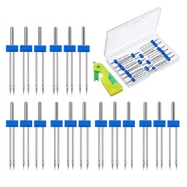 18pcs Sewing Machine Twin Needles Kit Twin Stretch Machine Needle Double Twin Needles Pins with Plastic Threader