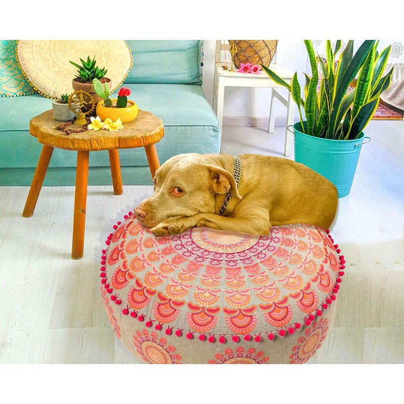 Mandala Life ART Floor Cushion Large with Ponpon Boho Chic