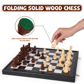 15-Inch Wooden Chess Set – Premium Folding Wooden Chess Board with Carved Chess Pieces, Built-in Storage, Portable and Travel-Friendly Chess Game Sets for Adults and Kids
