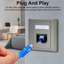 Poyiccot SC Fiber Wall Plate, Simplex SC Fiber Optic Panel Mount Connector Singlemode Modular Socket for Patch Panel and Wall Plates Optic Cable Adapters, 1pcs